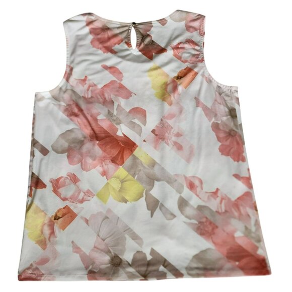 Calvin Klein Women's Pink Floral Layered Design Sleeveless Blouse Size Medium - Picture 3 of 8
